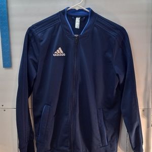 Adidas 3 Stripes Track Prime Blue Large Unisex Full Zipped Track Exercise Jacket